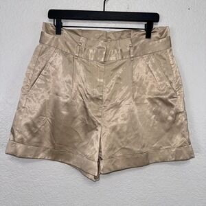 Los Angeles Atelier & Other Stories Shorts Satin‎ 12 Beige Cotton Slash Pockets